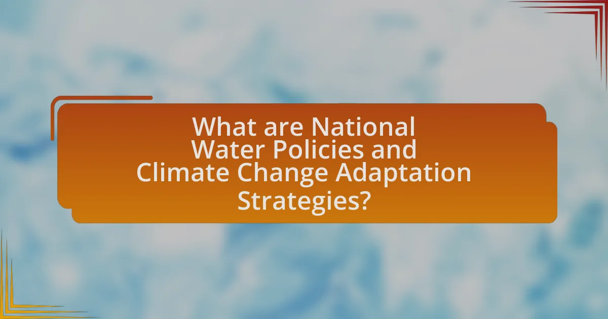 What are National Water Policies and Climate Change Adaptation Strategies?